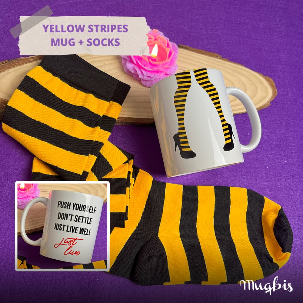 Yellow Stripes Mug + Socks
