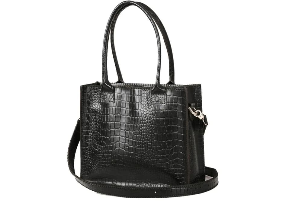 black tote bag with crocodile print .. Donza