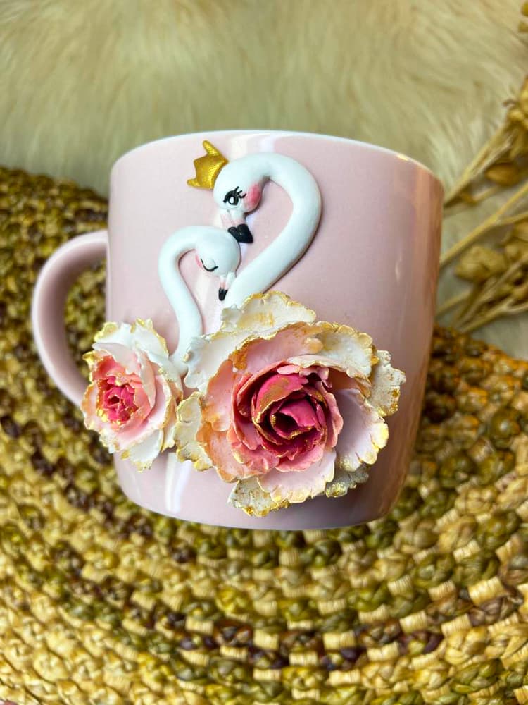 Swan Mug - Handmade Polymer Clay