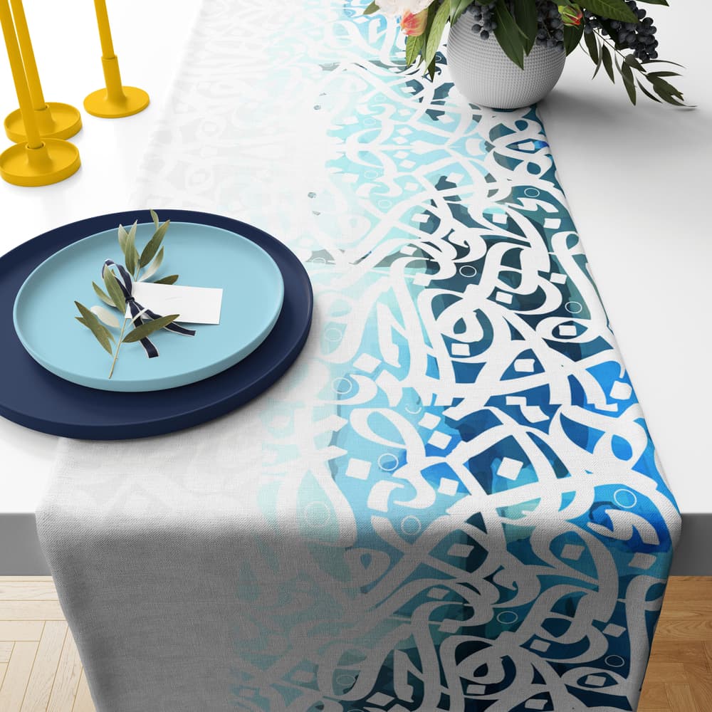 tablecloth (  blue Arabic letters)