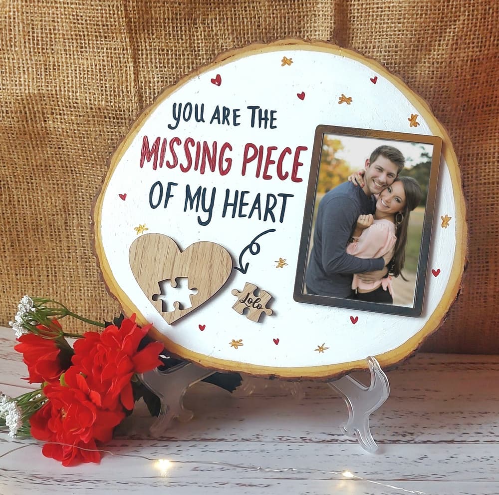 Personalized Missing Piece Of My Heart Wood Slice