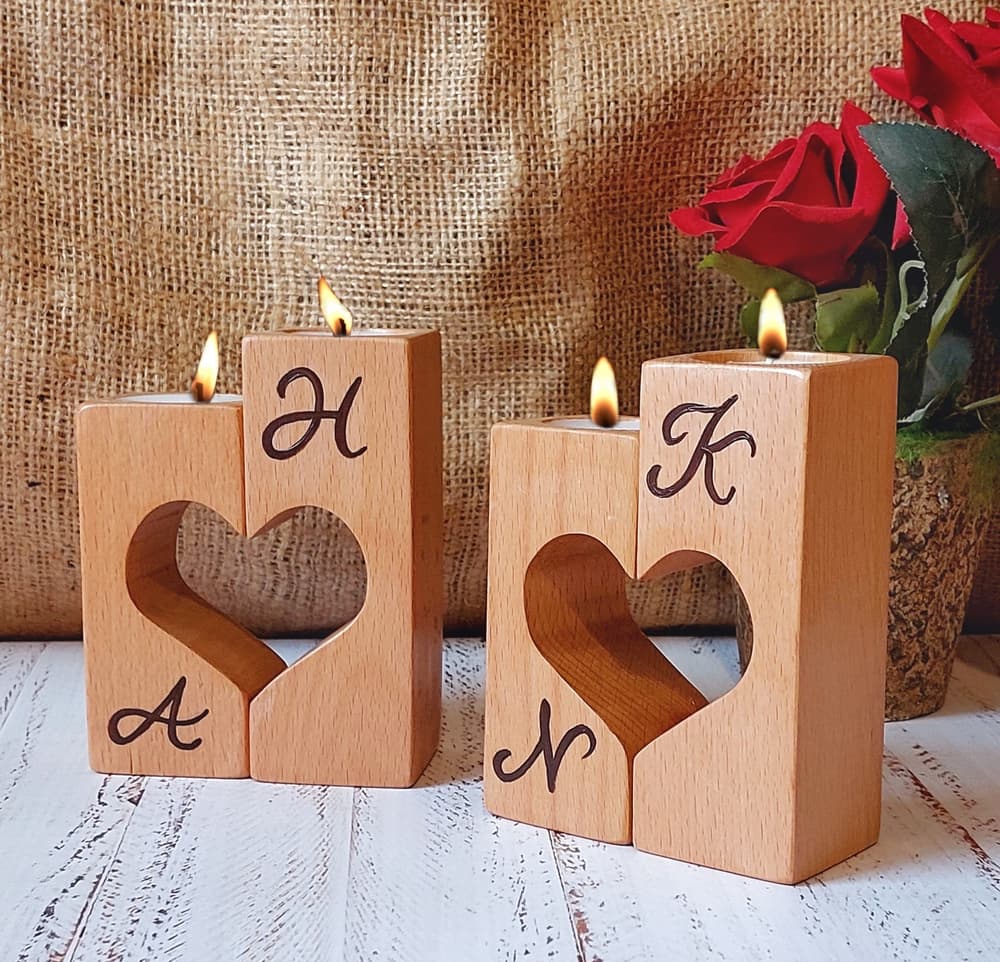 Heart-Shaped Wooden Candles