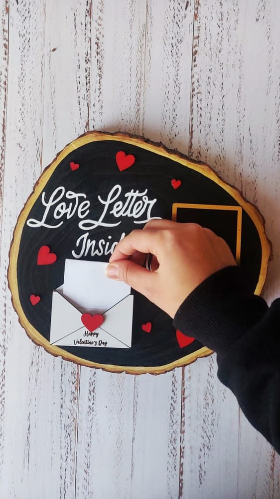 Love Letter Wood Slice Black