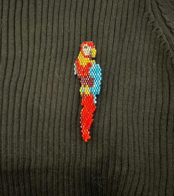 Beaded Parrot brooch 
