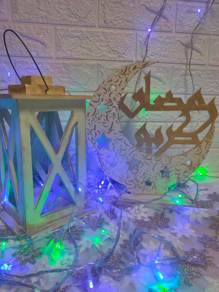 Ramadan lantern and decorative crescent