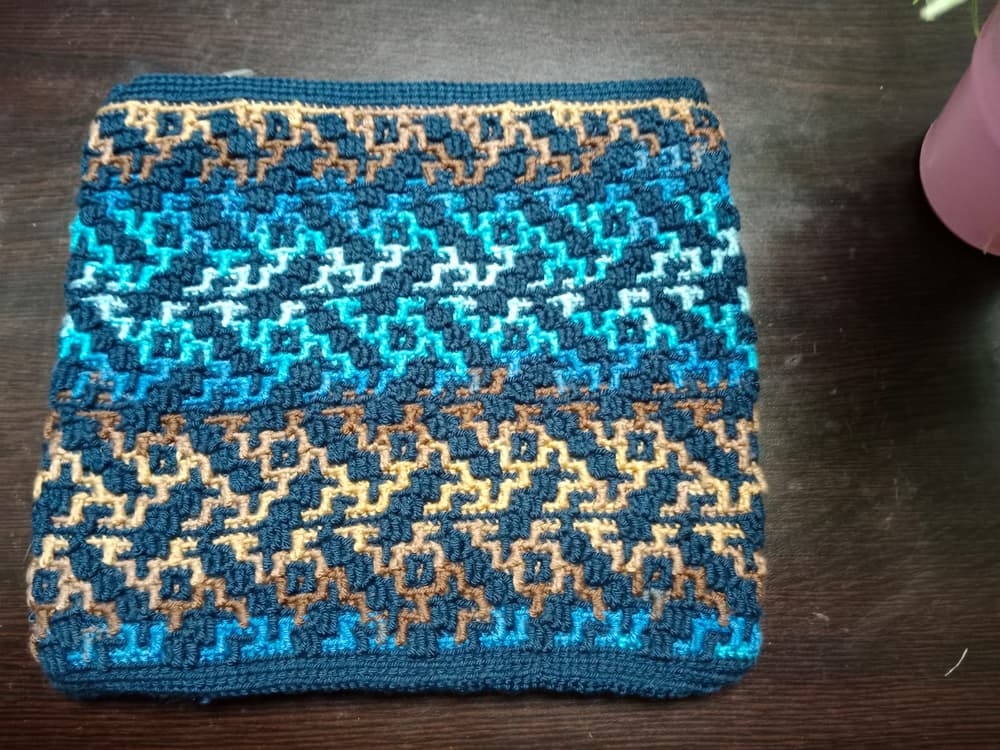 Handmade Mosaic Crochet Clutch With Zipper - colorful 13