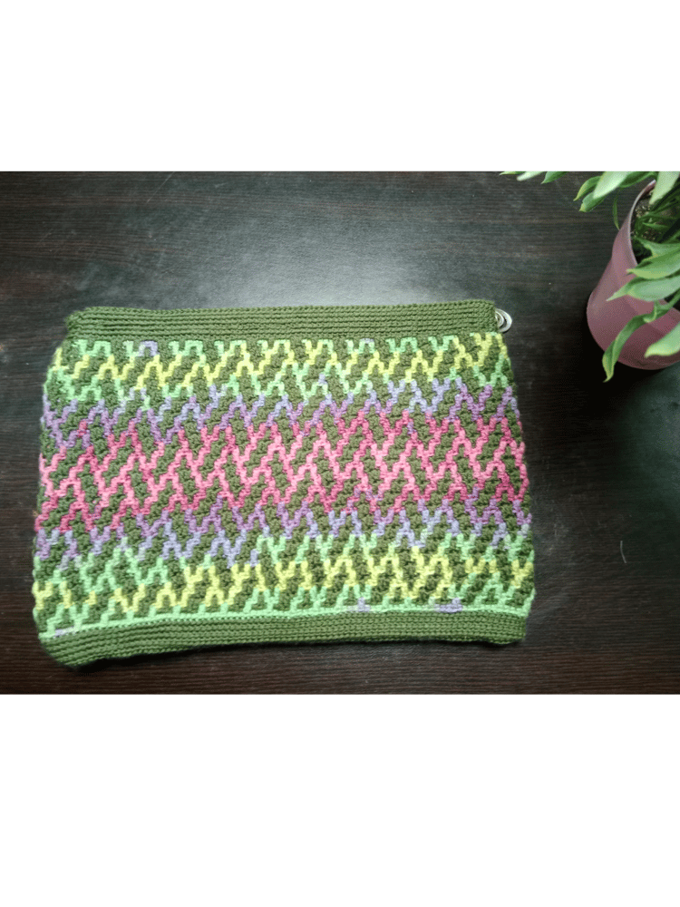 Handmade Mosaic Crochet Clutch With Zipper - colorful 16