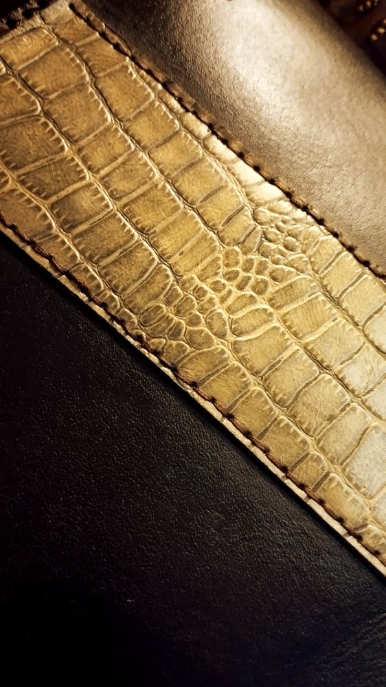 Black tote bag /  Golden crocodile print
