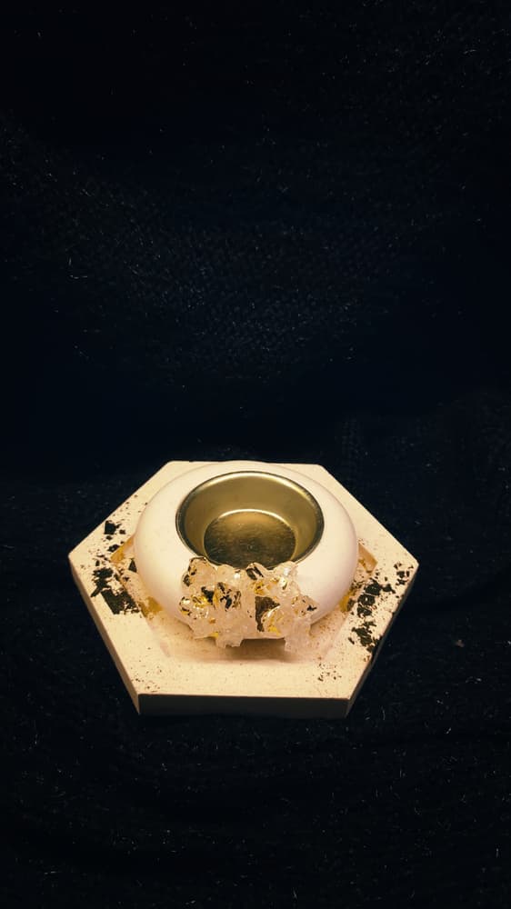 Incense burner with stones and gold leaf