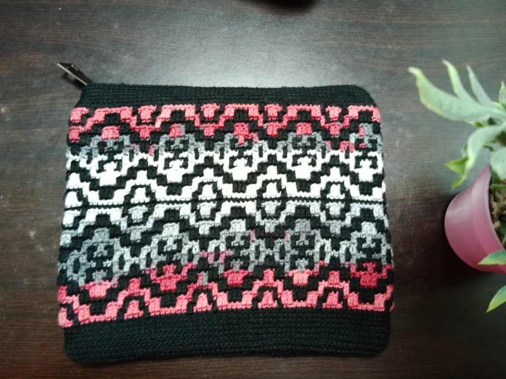 Handmade Mosaic Crochet Clutch With Zipper - colorful 27