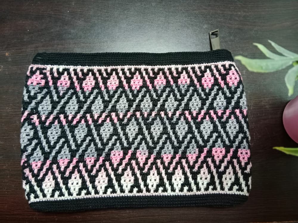 Handmade Mosaic Crochet Clutch With Zipper - colorful 31