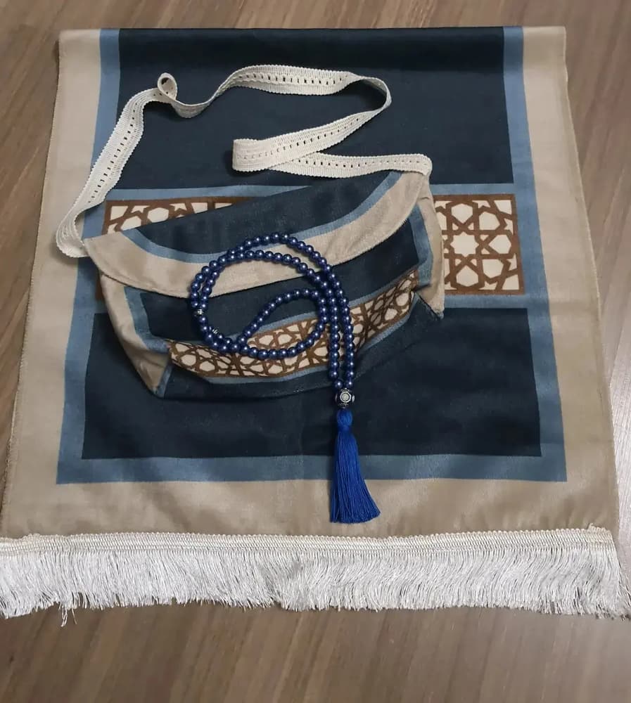 Soft velvet praying carpet with cross bag 