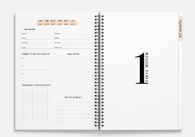 the signature yearly planner-stone beige