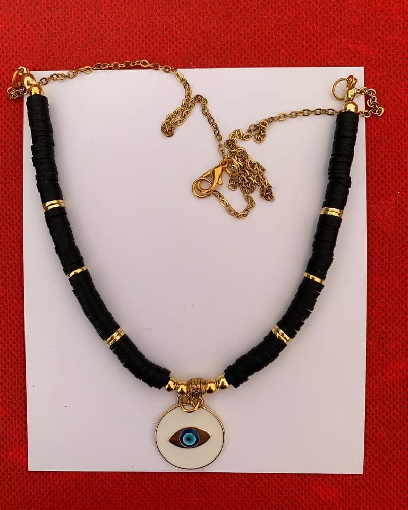 Black &gold eye necklace 