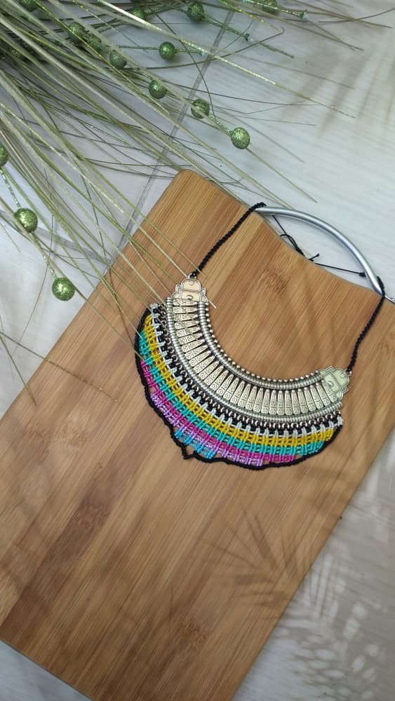 macrame colorful necklace