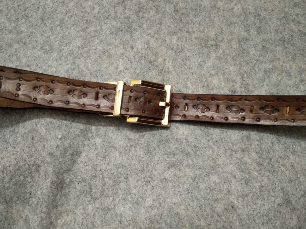 Hand-drilled and hammered copper belt