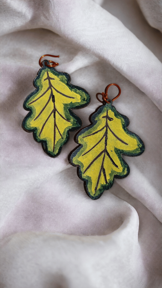 Leaf of tree 4 - Leather Earring