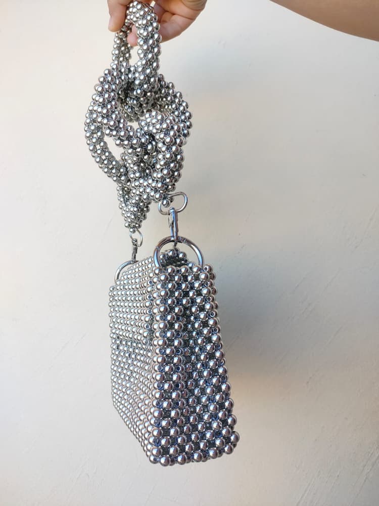 A bag of beads silver