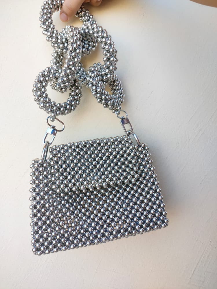 A bag of beads silver