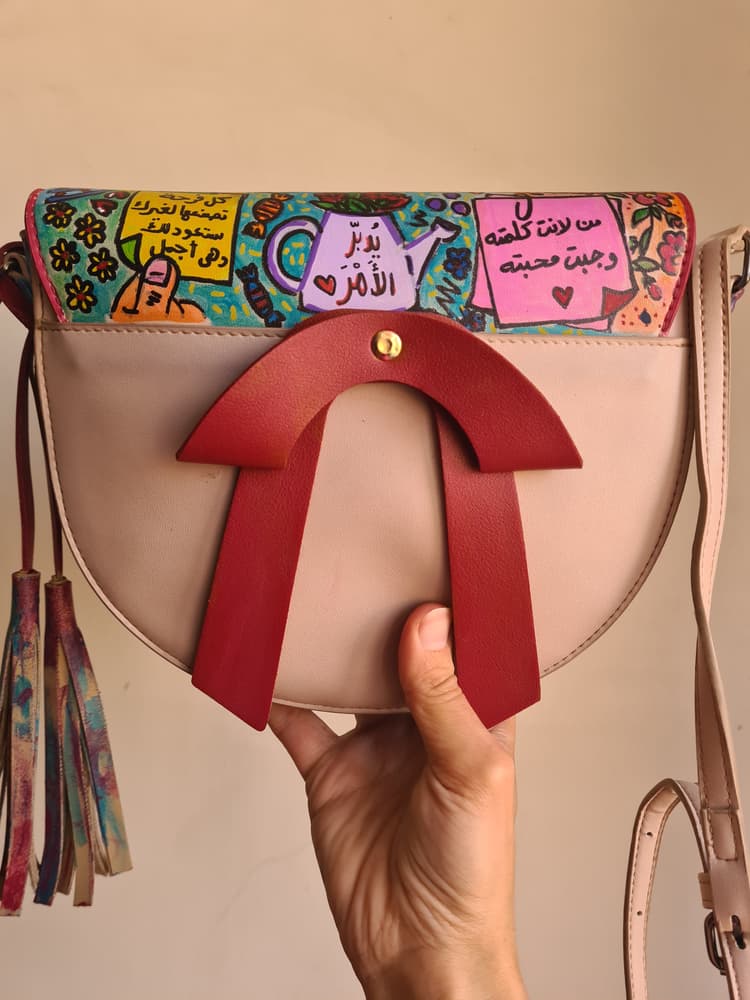 Colorful handpainted leather bag 