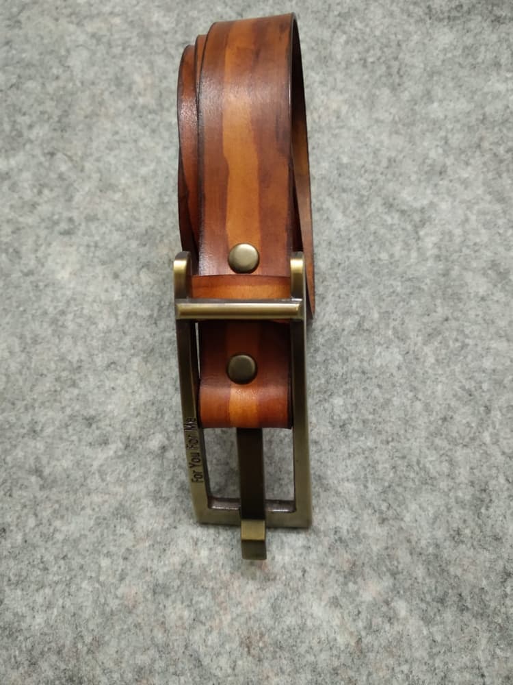 Two tone genuine leather belt