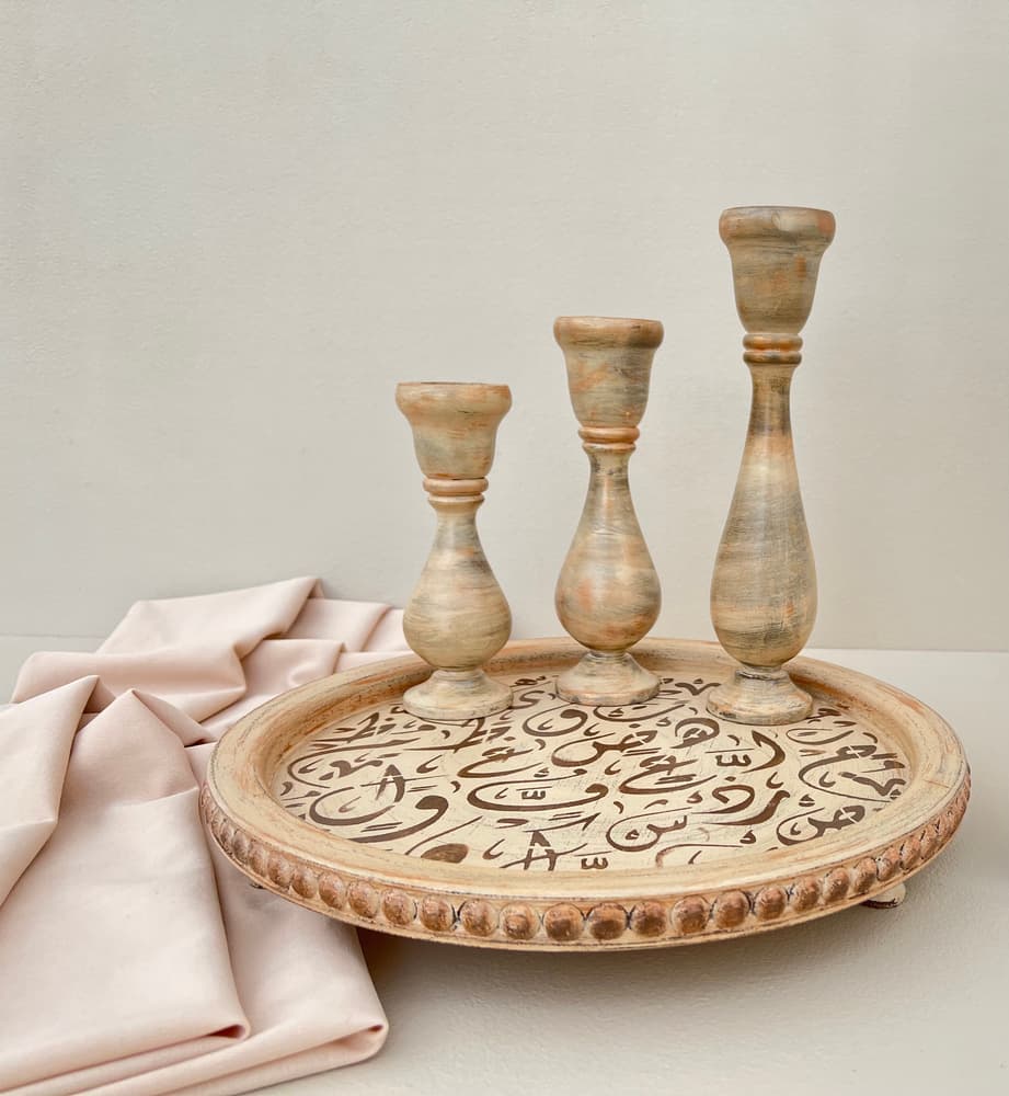 Arabic tray &candlesticks