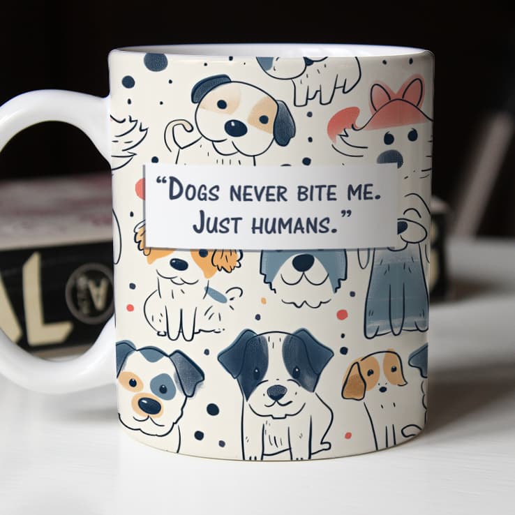 Dogs Never bite me set (Tote Bag + Mug)