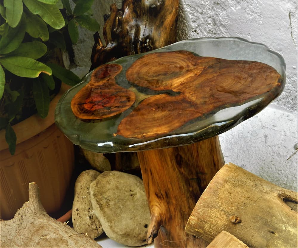 Epoxy table made with natural wood 