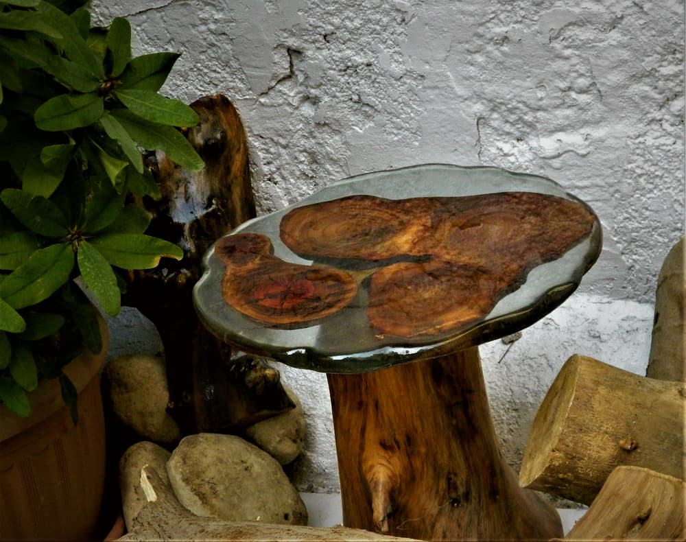 Epoxy table made with natural wood 