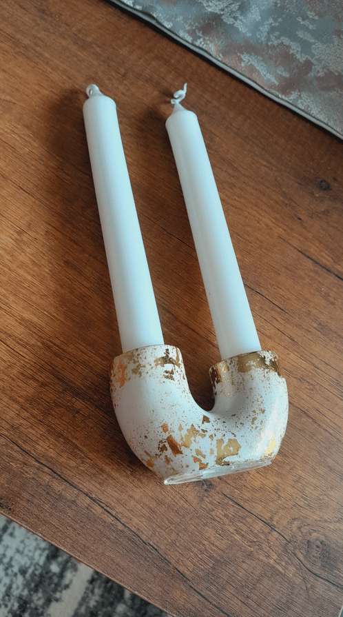 concrete Candle holder with 2 candle