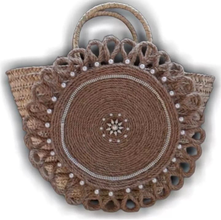 Khoos bag with pearl round design 45cm* 30cm 