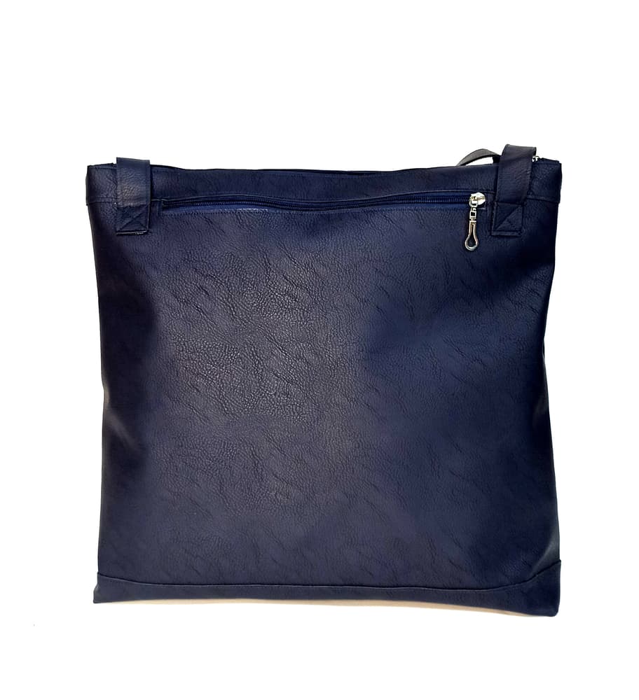A.21-2 Navy leather and off-white dekke with mandalas embroidery 