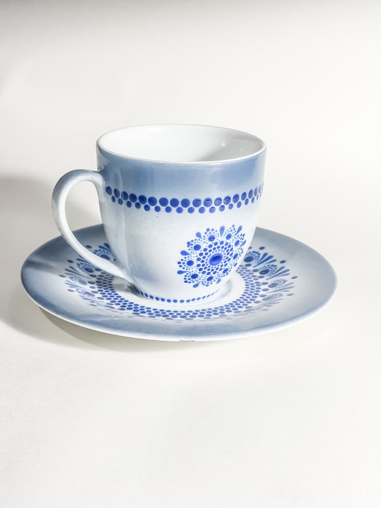 Mandala dots mug with plate