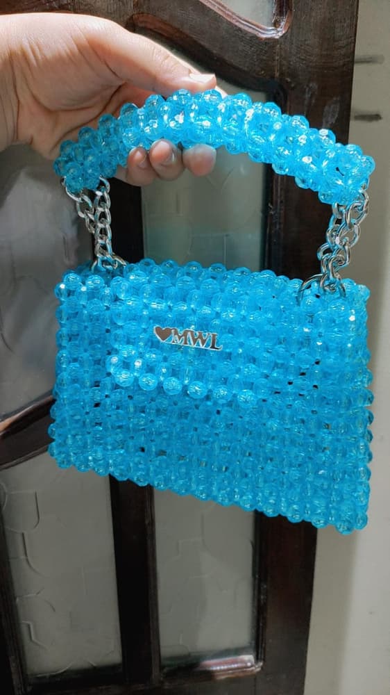 Baby Blue Crystal Beads Bag