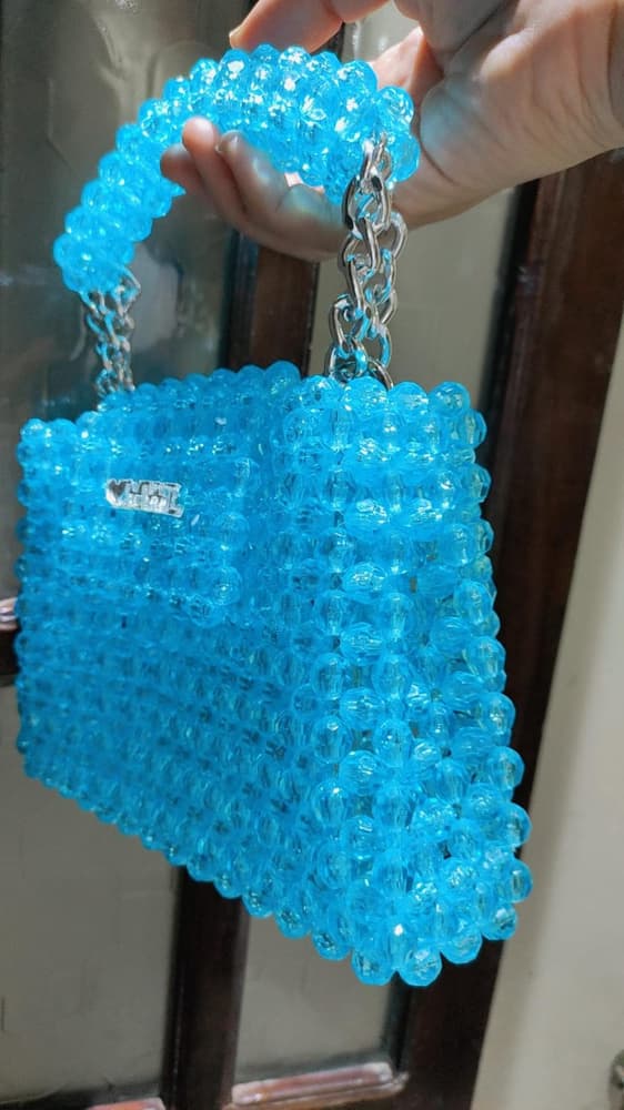 Baby Blue Crystal Beads Bag