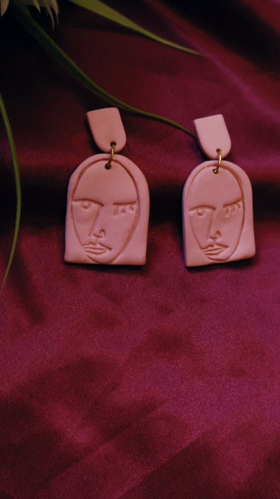 Semon color from The human faces collection of polymer clay earrings 