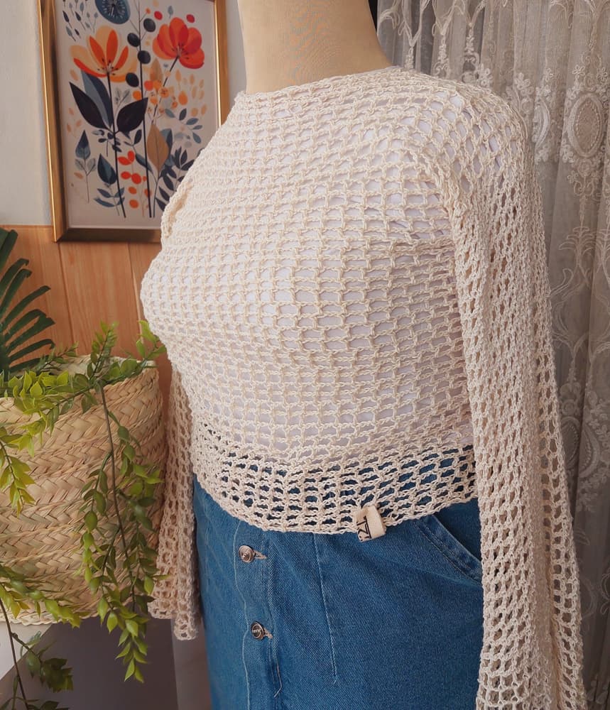 Coconut crochet mesh top