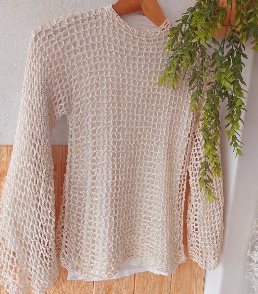 Coconut crochet mesh top