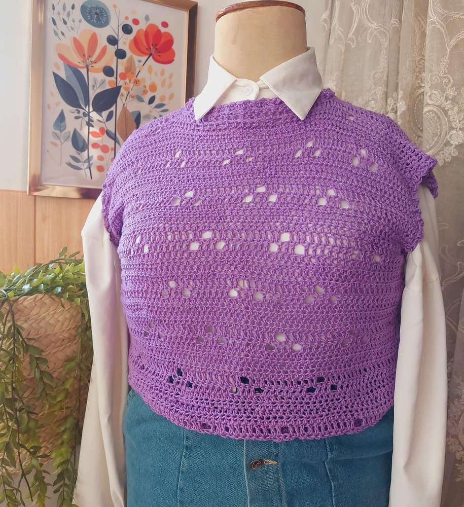 Lilac crochet vest