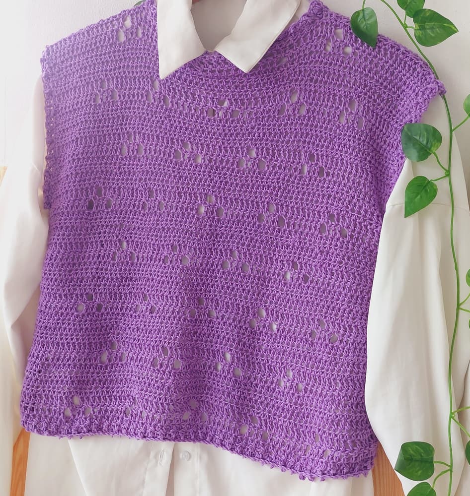 Lilac crochet vest