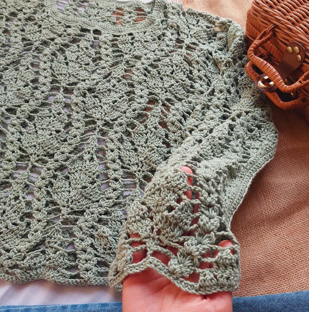 Lace mint leaf crochet blouse 