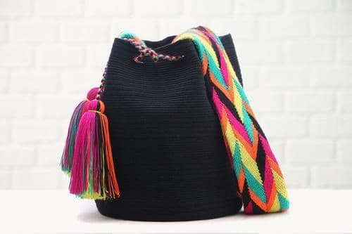 Mochila bag with colourful strap