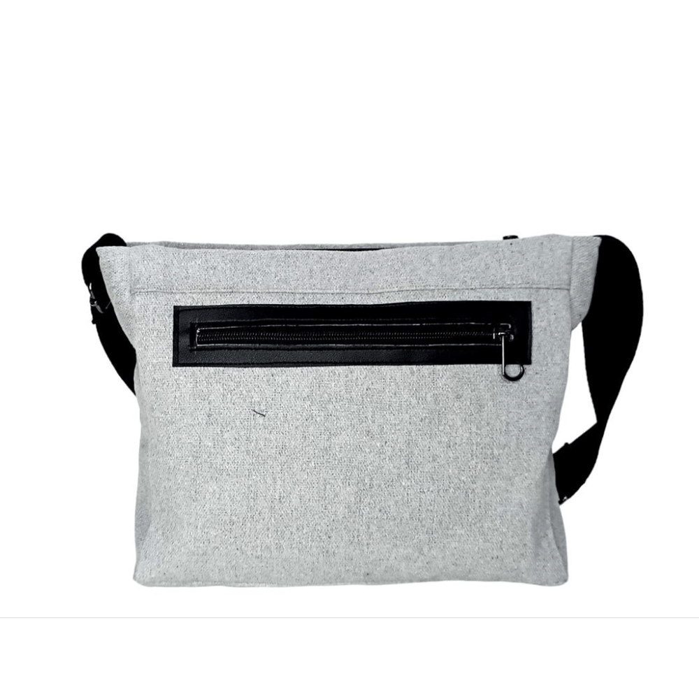 A.116-6 gray dekke, black leather and cross-stitch 