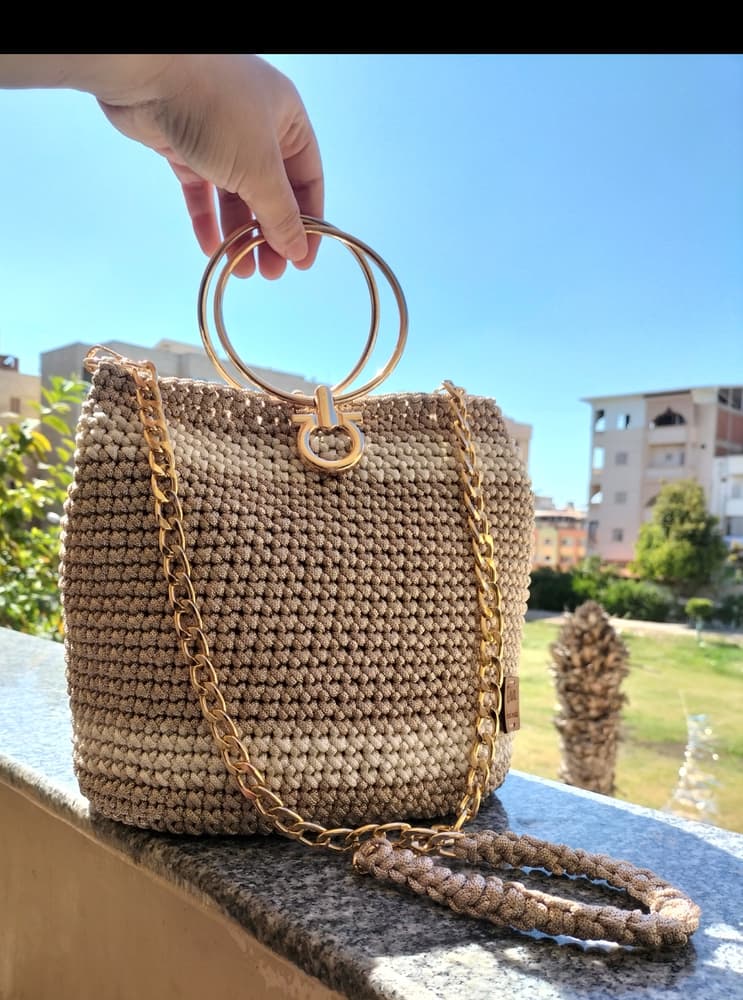 Handmade bag  with Off white color And beige color 