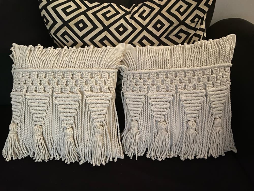 Boho macrame cushion cover with tassels