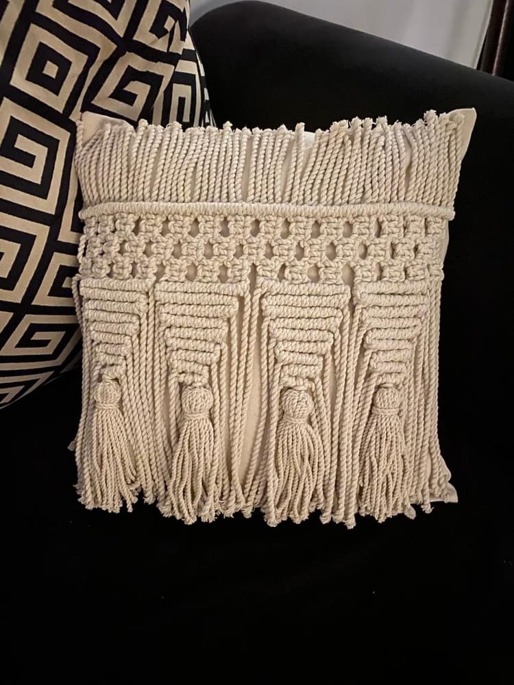 Boho macrame cushion cover with tassels