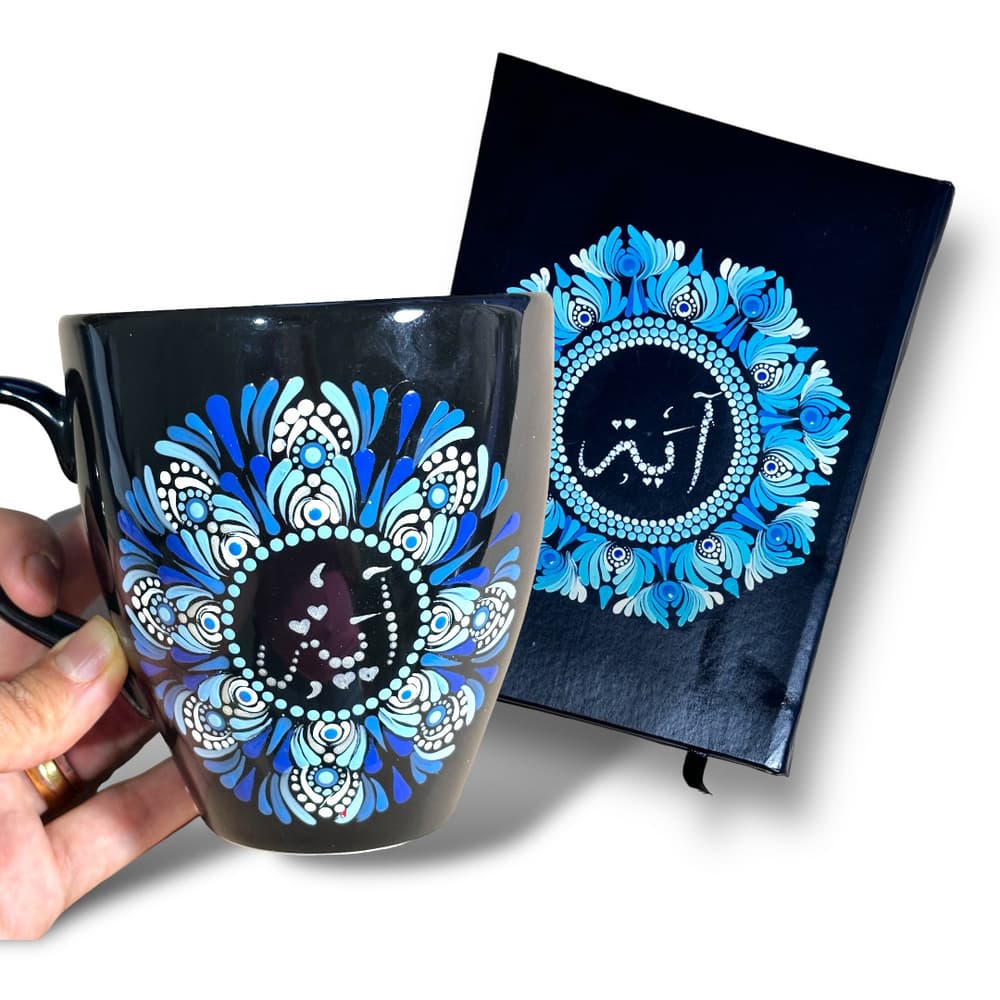 Customized notebook and mandala mug