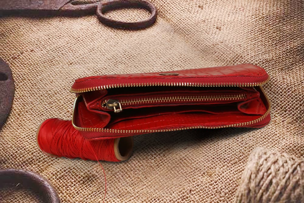 Red Crocodile Leather Wallet For Women