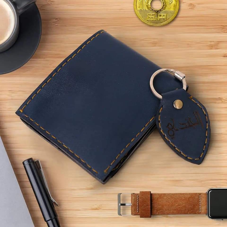 Navy Classic Leather Wallet for Men