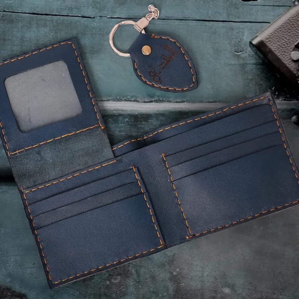 Navy Classic Leather Wallet for Men